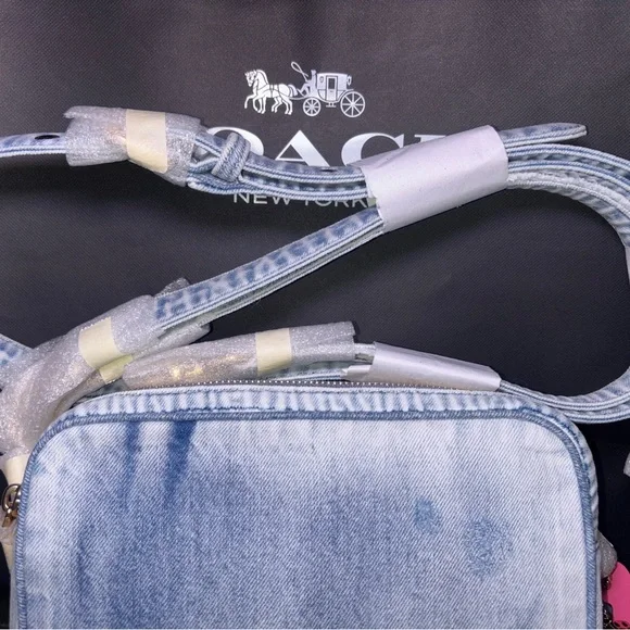 NWT Last One!!! Coach Carey Crosby Bag in Loved Denim with Charms - Picture 13 of 13